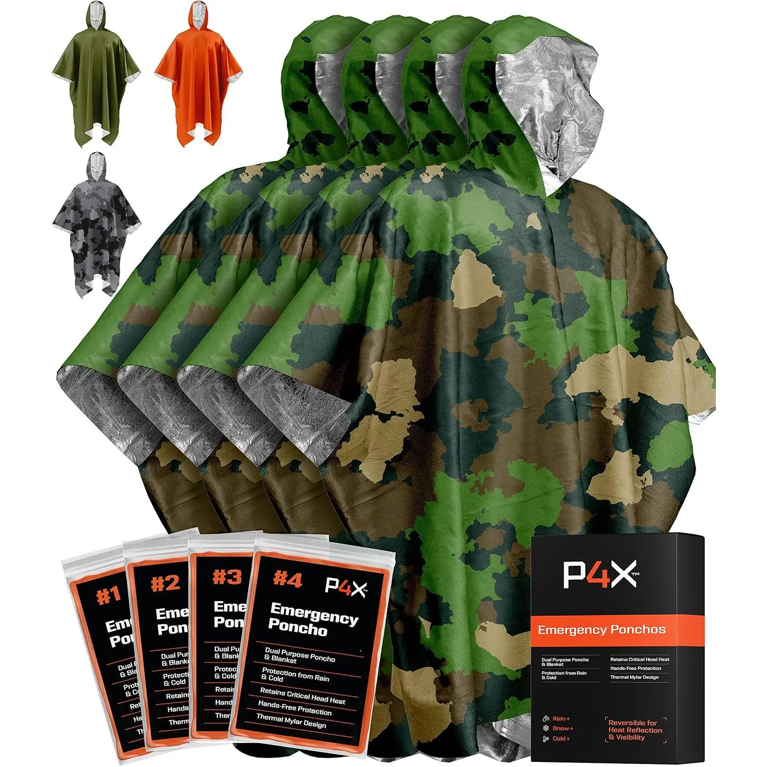 Mylar Poncho –  Rain Poncho with  – Lightweight, Compact,   Blanket Poncho for Hiking, Camping, Thermal Gear,  Kit, Outdoors
