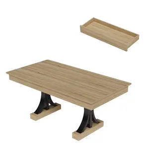 Modern 71 Inch Dining Table with Storage Drawers, Seats 6-8 Large Kitchen Table, Scratch & Heat Resistant Top, Sturdy Metal Base, Rectangular Dinner Table for Home Office Dining Room, Wood Finish