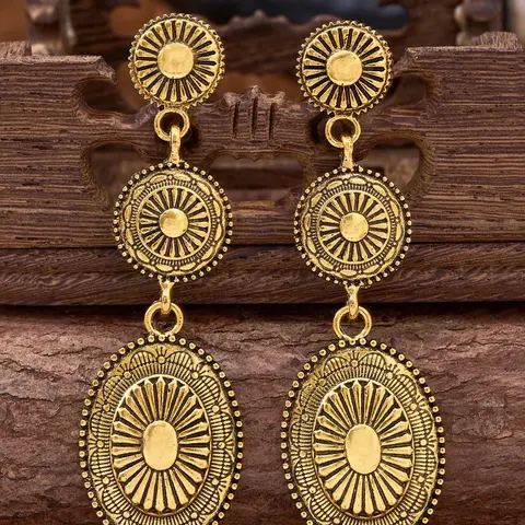 Vintage Western Style Geometric Patchwork Dangly Earrings for Women, Bohemian Fashion Jewelry, Ladies Wear