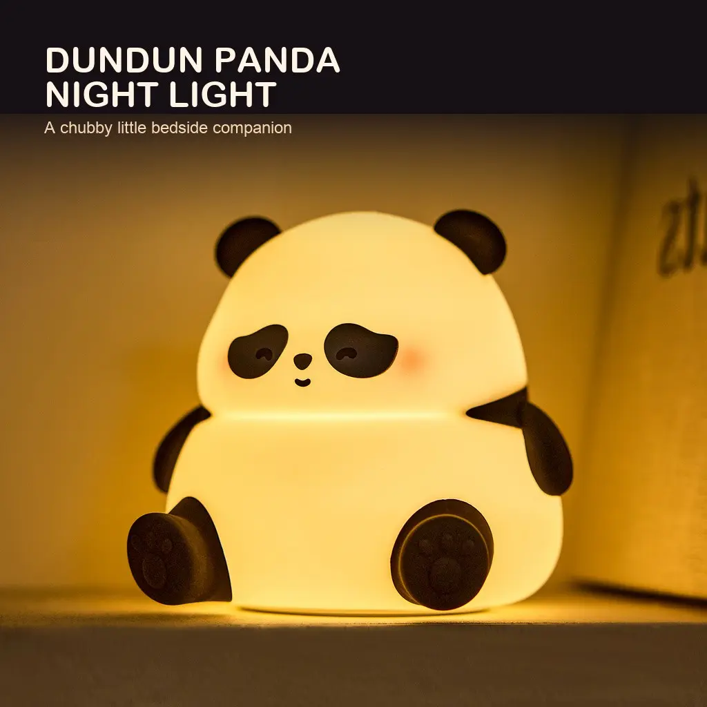 Cute Panda Silicone Night Light, Rechargeable Tap Lamp with 3 Brightness Levels, Soft Warm Bedside Light for Bedroom, Nursery and Desk Decor, Kawaii Room Setup, Birthday & Christmas Gifts
