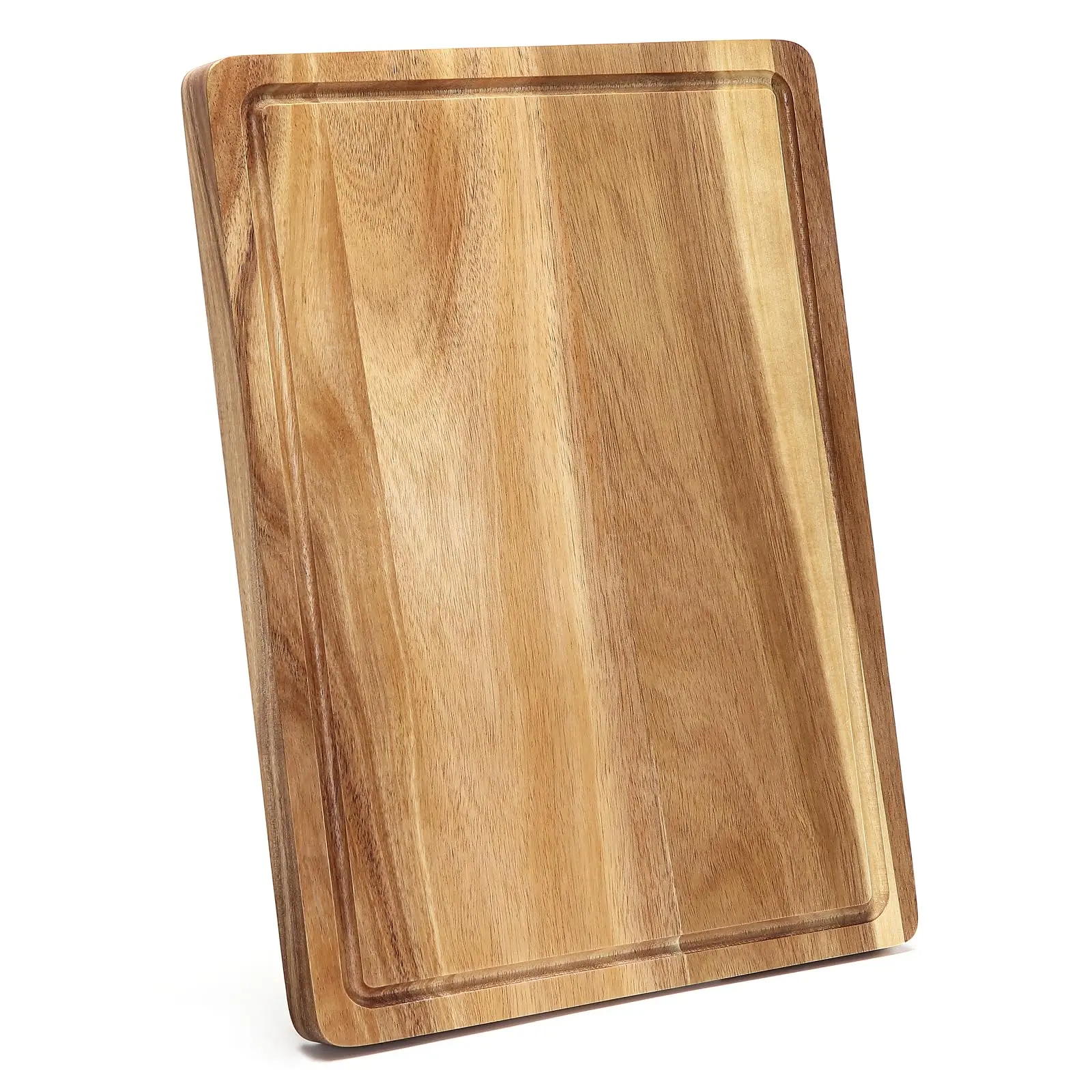 GARVEE18x12 Inch Large Acacia Wooden Cutting Board for Kitchen, Edge Grain Wood Chopping Board with Juice Groove and Handles, Pre-Oiled Carving Tray Ideal for Meat & Cheese