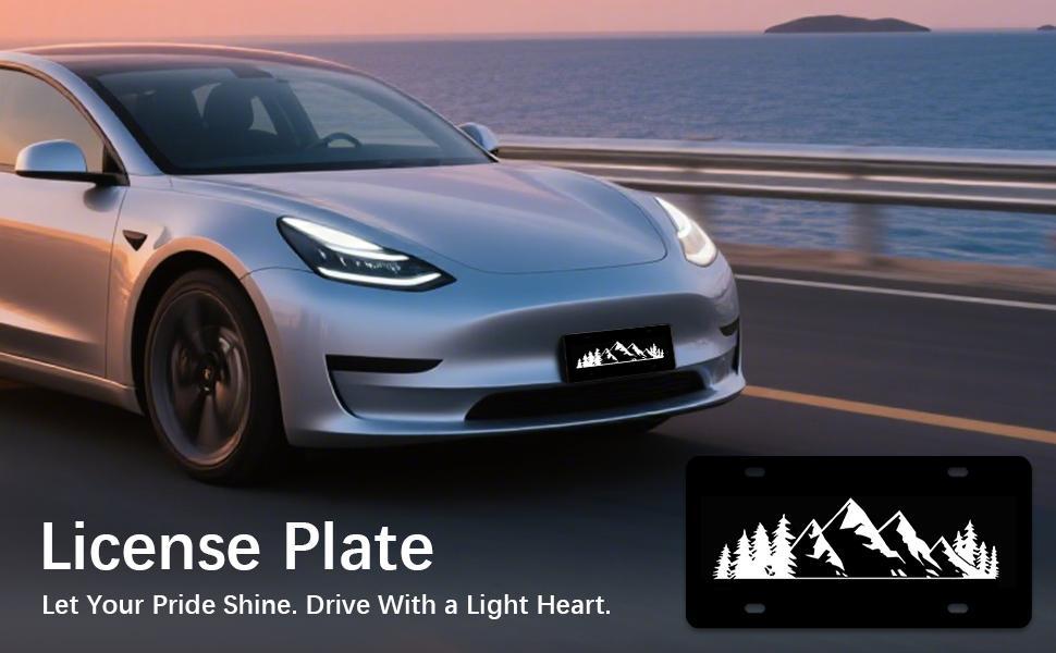 Black Mountain Topographic Front License Plate 6x12 – Peak Contour Map Vanity Tag for Car Truck SUV – Outdoor Hiking Gift with 4 Holes