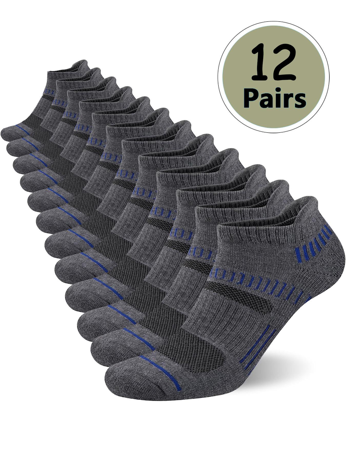 Men's 12 Pairs Stripe Print Ankle Socks, Moisture Wicking Athletic Socks, Soft Comfy Breathable Socks for Men, Breathable Fabric Socks