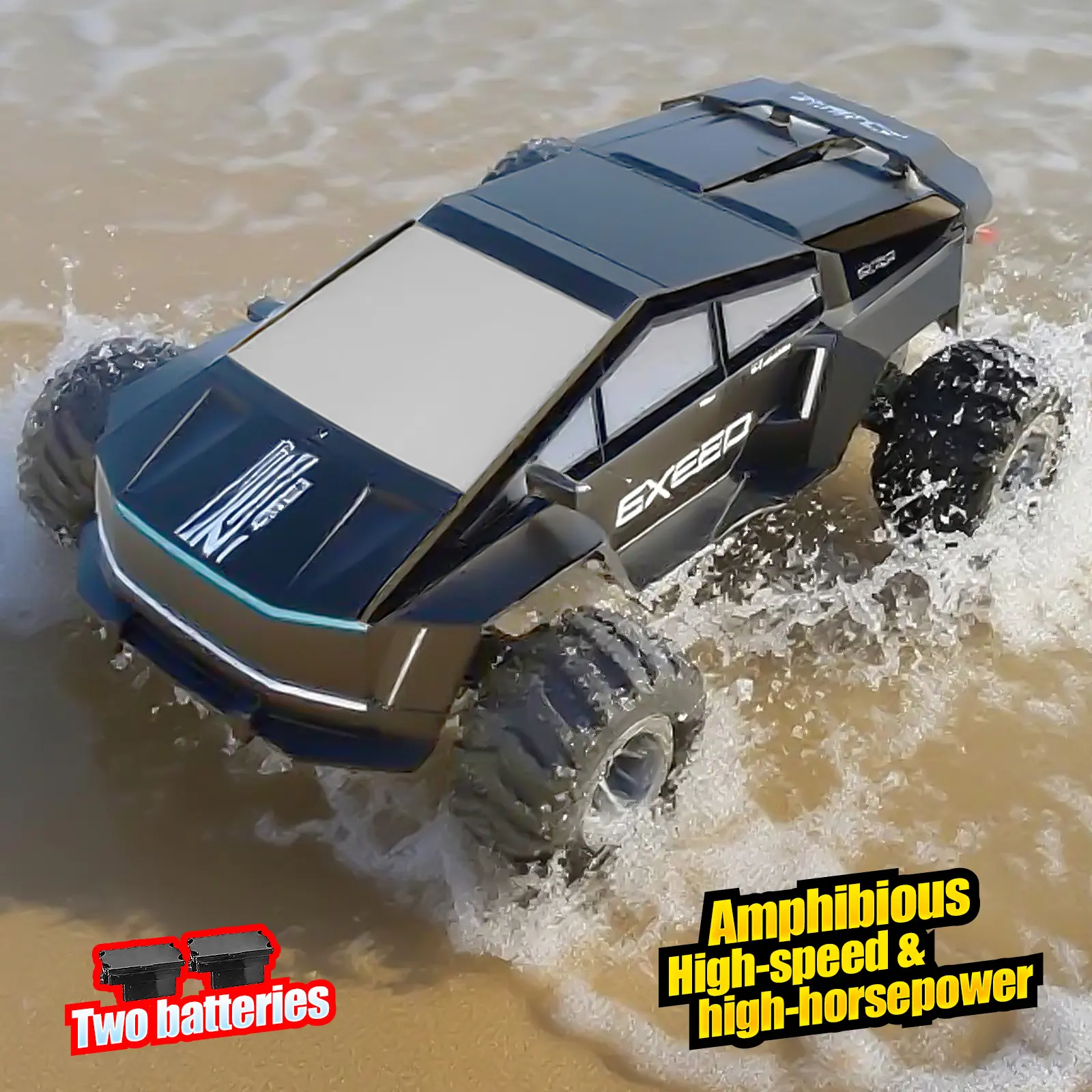 High-Speed Amphibious RC Car - Remote-Controlled, High-Horsepower, 4-Wheel Drive Off-Road Toy for Boys, All-Terrain Stunt Drift, Rock Crawling Racing Vehicle, Gift Idea