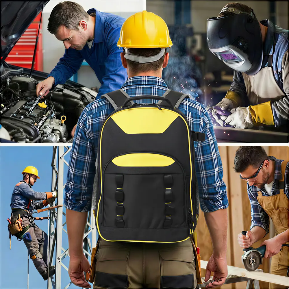 Heavy Duty Tool Backpack for Electricians & Technicians, Oxford Fabric Tool Bag with Multiple Pockets, Large Capacity Portable Work Backpack, Professional Tool Storage Organizer for Construction, Repair, Maintenance, Plumbing & DIY Jobs