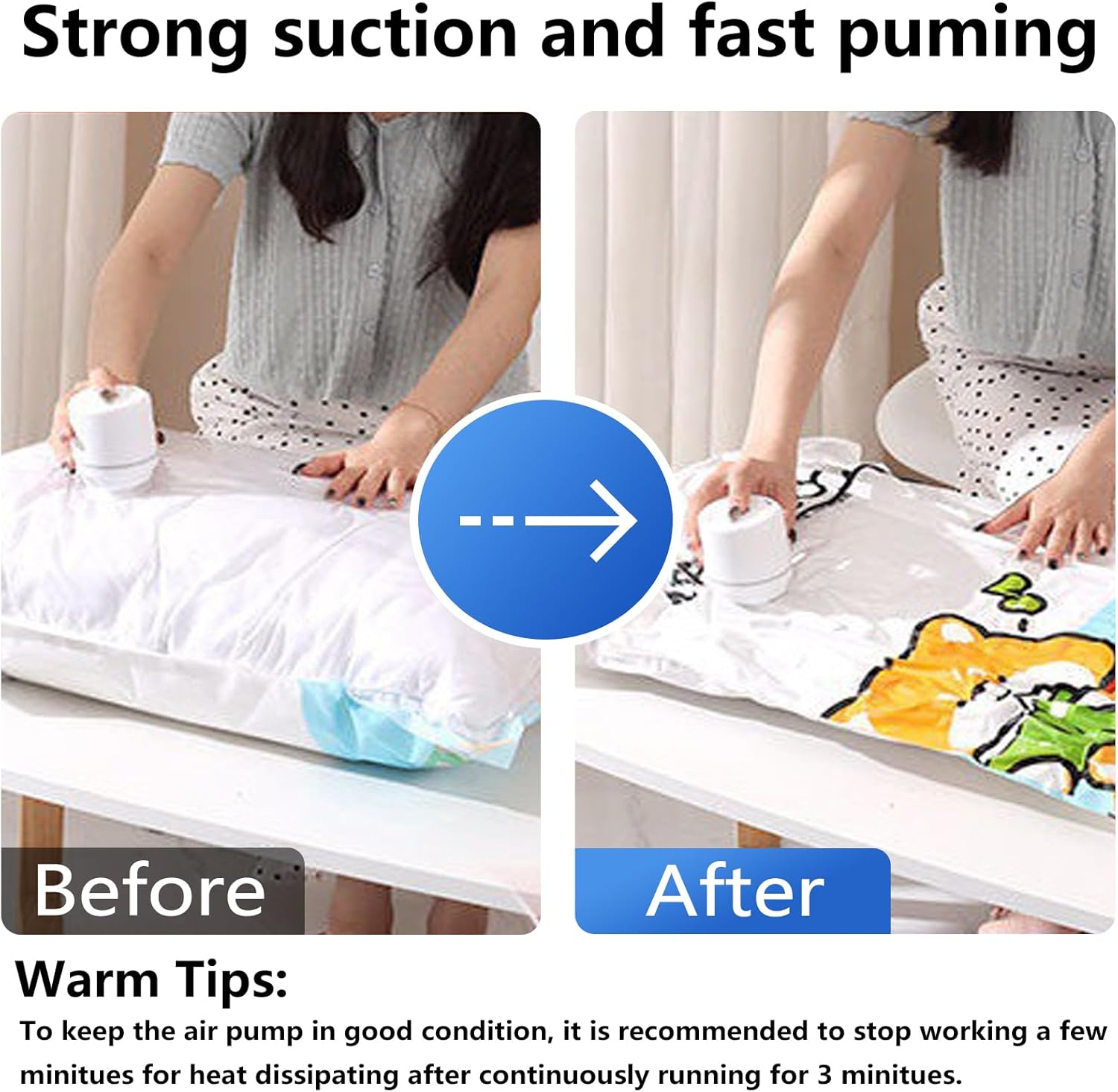 Cordless Travel Vacuum Bag Set - 7 Pack Vacuum Storage Bags with Electric Pump, Space Saver Bags Compression for Comforters and Blankets, Sealer Clothes Storage Travel Essentials