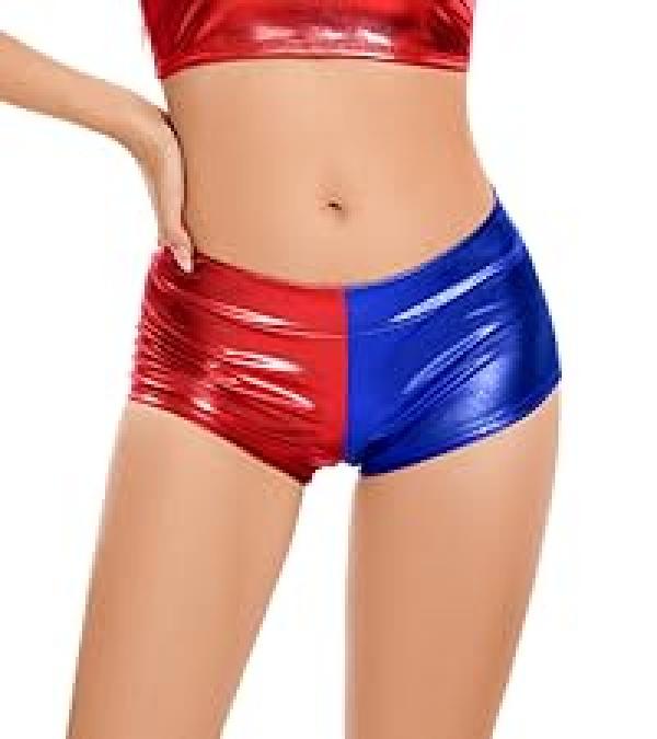 Women's Metallic Booty Shorts Shiny High Waisted Rave Bottoms for Dance Festival