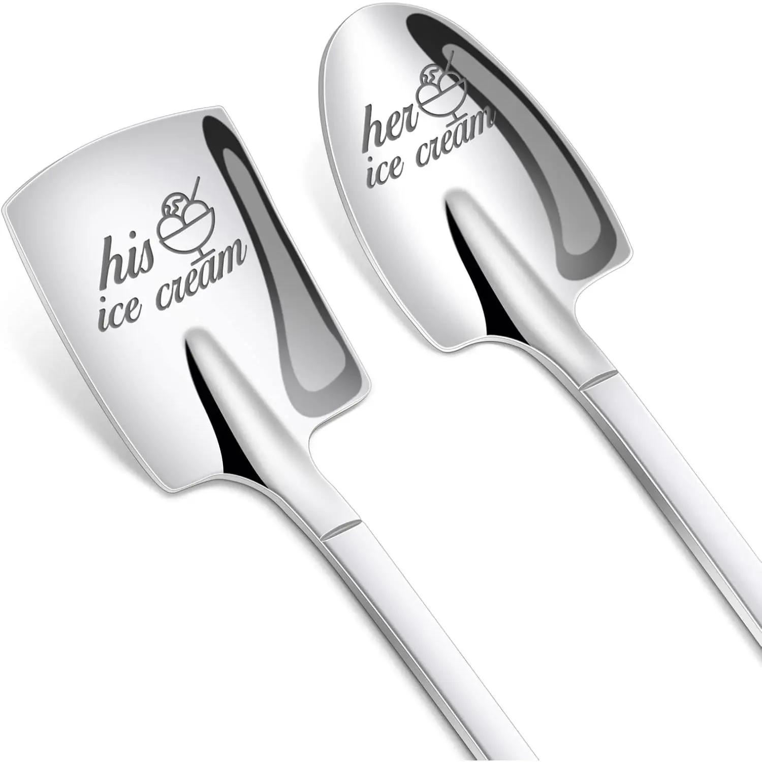 Gifts for Him Her, 2 count His and Hers Ice Cream Spoons Couples Gifts | Wedding Anniversary Engagement Birthday Valentines Day Gifts for Husband Wife Boyfriend Girlfriend