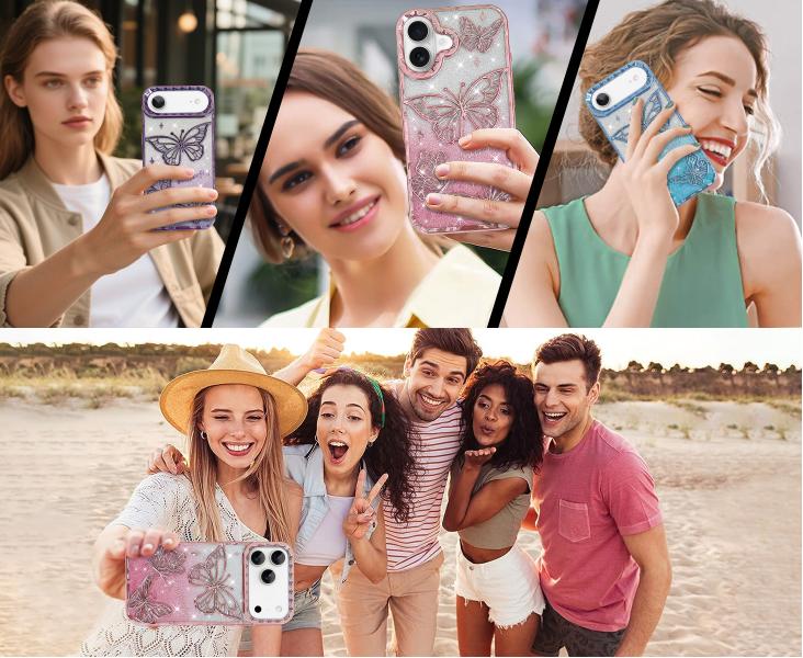 OREKROY Cute 3D Butterfly Pattern Plating Glitter Bling Case for iPhone 17 Pro Max 17 Air 17 Pro 16 15 14 13 12,Camera Protection Sparkly Slim Soft Back Cover for Women Girls OREKROY Cute 3D Butterfly Pattern Plating Glitter Bling Case for iPhone 17 Pro Max 17 Air 17 Pro 16 15 14 13 12,Camera Protection Sparkly Slim Soft Back Cover for Women Girls