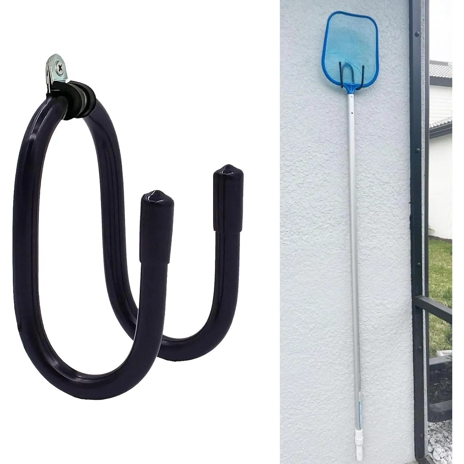 Non Rust Pool Pole Hangers - Ideal Pool Fence or Wall Mount Storage Hooks for Pool Equipment, Brush, Vacuum Hose, Skimmer & Garden Tool Organizer Holder -Hardware Included