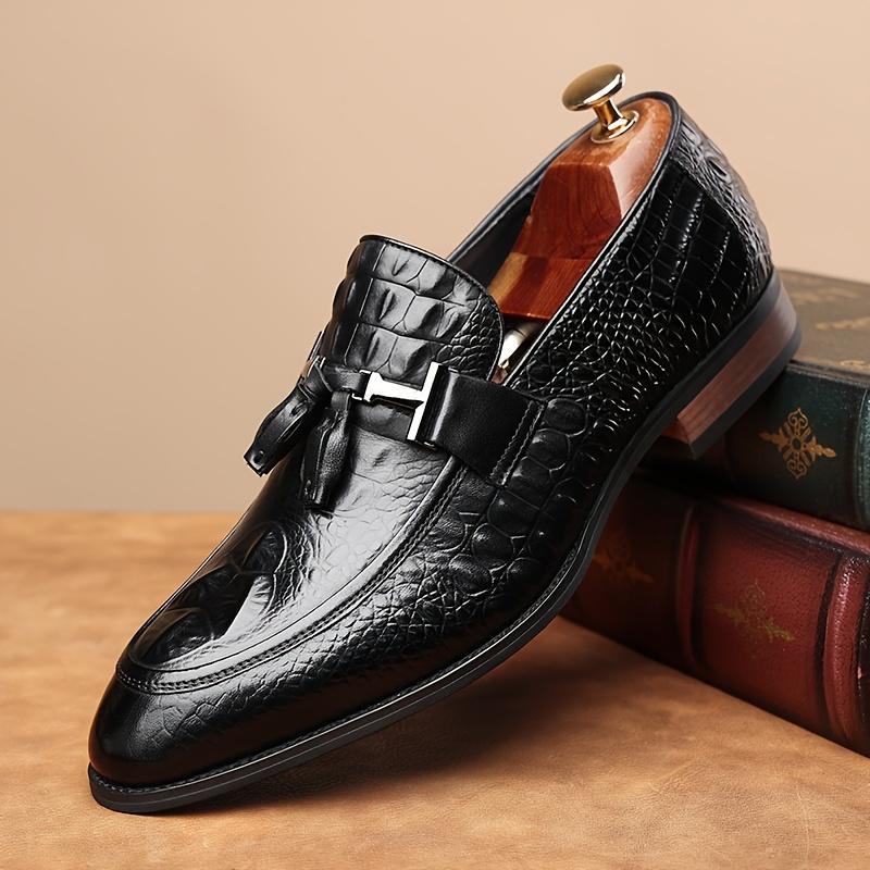 Men's Calfskin Square Toe Slip-On Loafers Luxury Dress Shoes