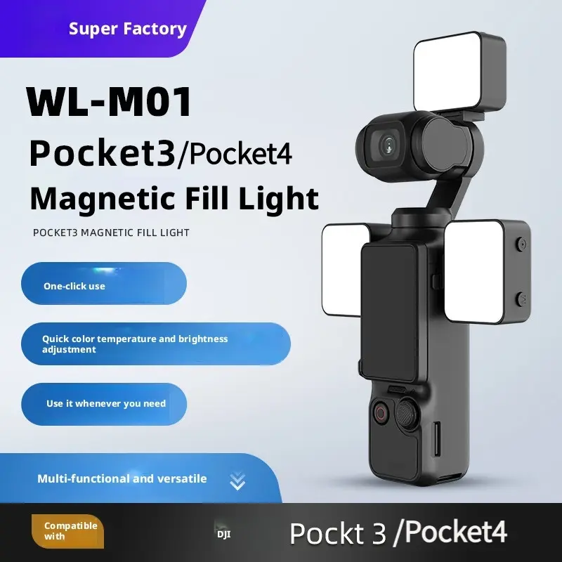 Lighting Kit for Dji Pocket 4 and Pocket 3, Camera Accessories, Handheld Dual Light Set, Magnetic Lighting, Beauty Shot, Vlog Video Recording