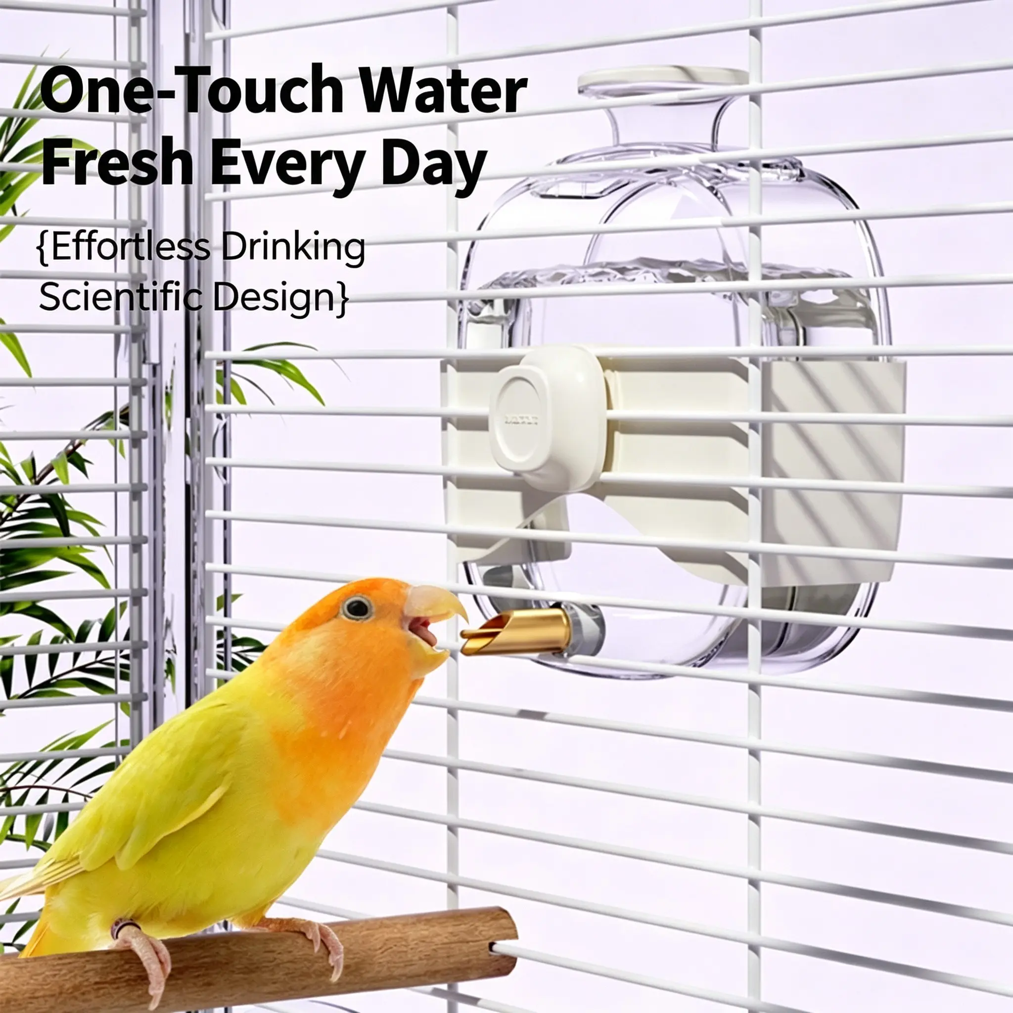 450ml Large Capacity Automatic Bird Water Dispenser, Hanging One-Touch Needle Water Feeder Bottle for Budgies, Lovebirds, Cockatiels and Other Parrots, Bird Supplies
