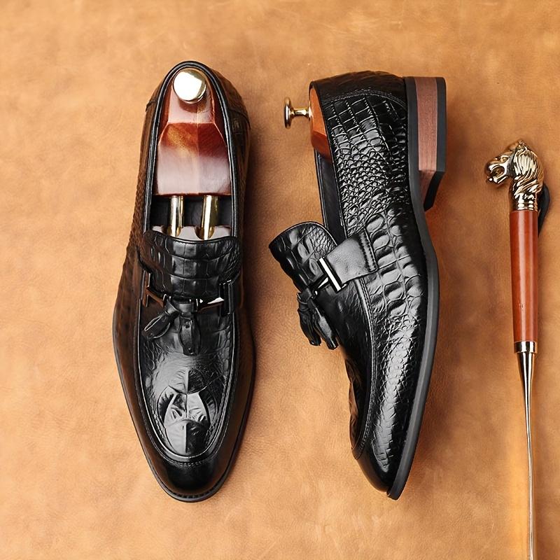 Men's Calfskin Square Toe Slip-On Loafers Luxury Dress Shoes