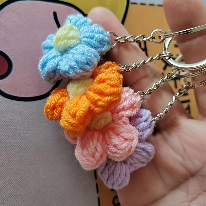 4/8pcs New Cute Style Pendant Simple Fashion Knitted Cherry Blossom Keychain Accessories for Mobile Phone Girl Heart Handbag Bag Pendant Decoration King's Day