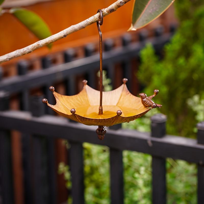 Outdoor hanging bird feeders are a gift for bird lovers Bird bath, umbrella-shaped iron bird feeder tray, hanging bird bath, suitable for garden, courtyard, and backyard garden decoration, bird food tray, gardening gloves