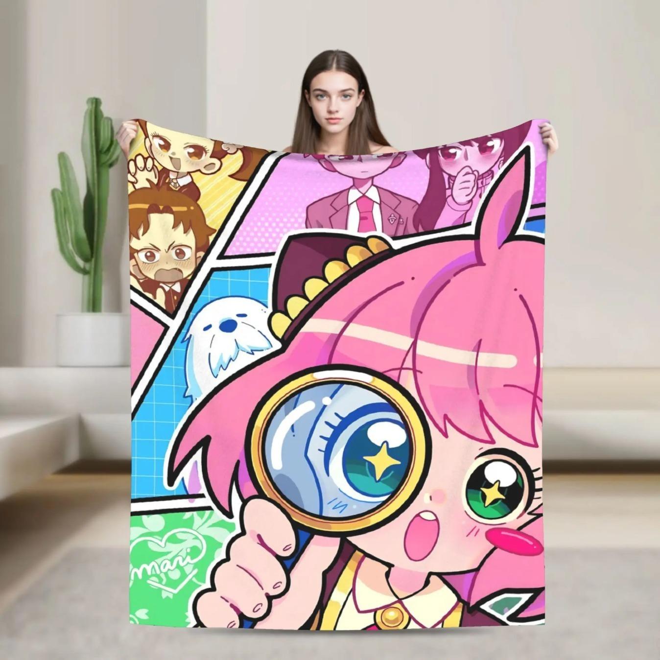 Spy x Family Anya Forger Flannel Blanket Soft Anime Throw Blanket Cozy Bed Sofa Travel Office Streetwear Style Warm Bedspread Gift for Fans