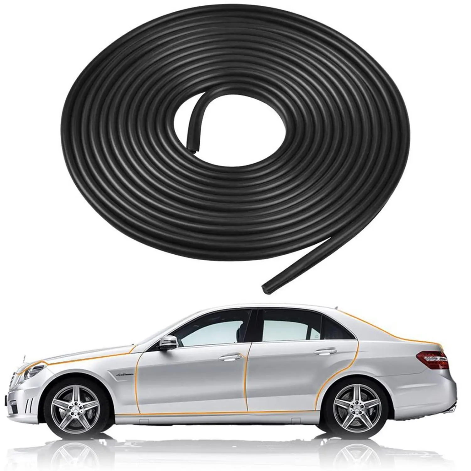 33FT Black Car Rubber Edge Trim, Car Rubber Seal Weather Stripping Car body anti scratch strip Anti collision protective sticker