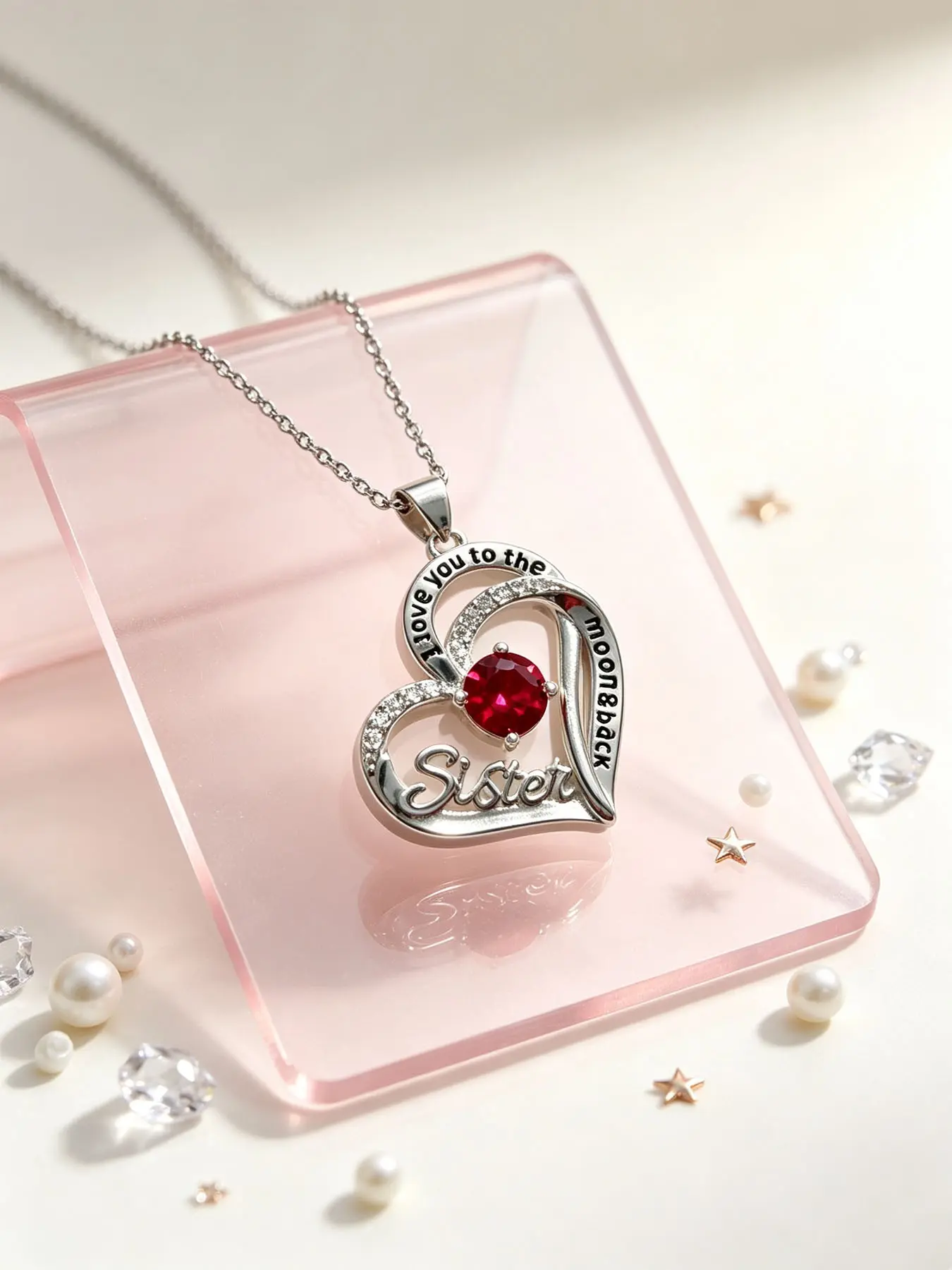 Heart-Shaped I Love You Pendant Necklace, Exclusive Heart Necklace for Siblings, Elegant Double Layer Heart Pendant, Birthday Jewelry for Best Friends, Heart Design Jewelry