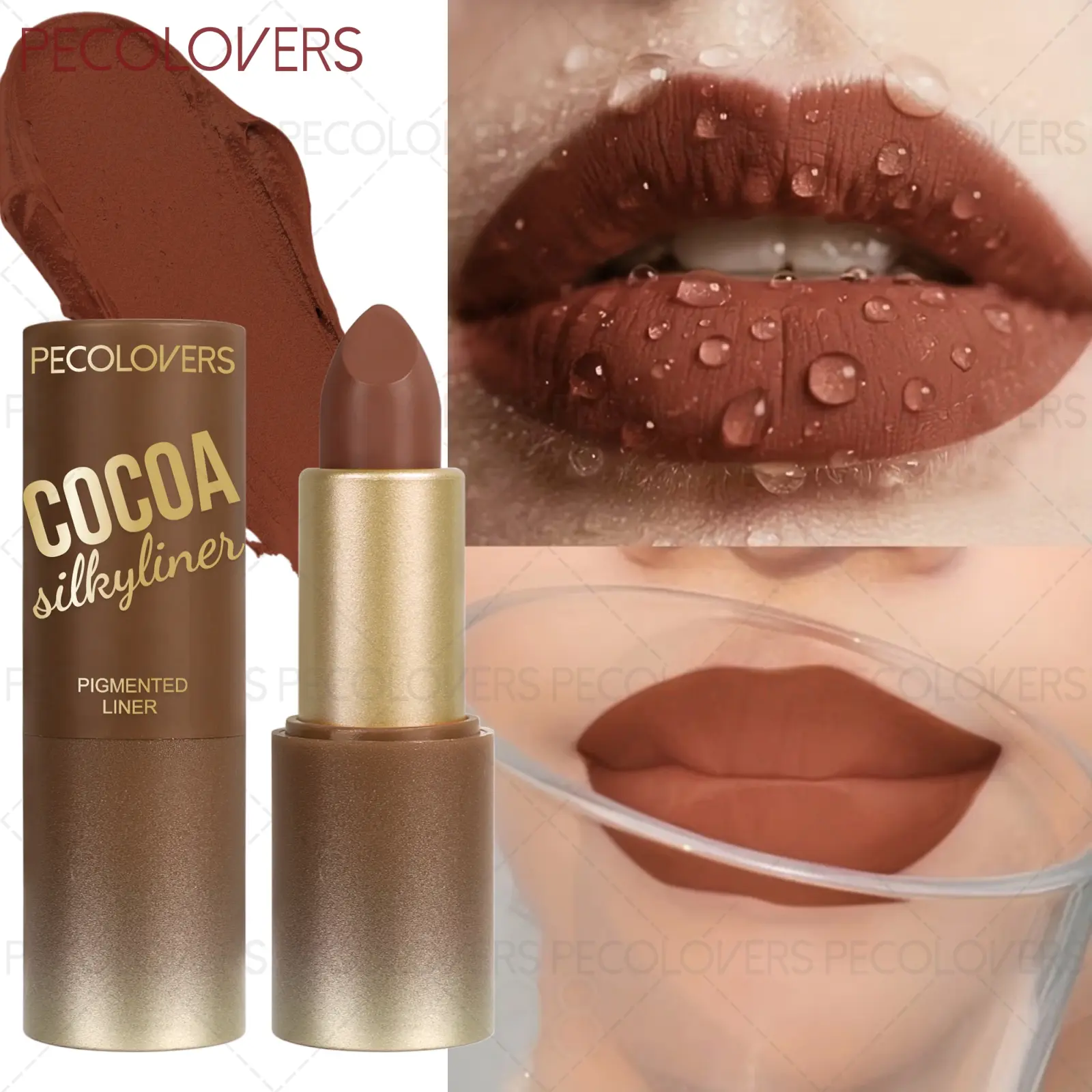 1PC Brown Matte Long-lasting Lipstick, Non-sticky Formula, Easy To Apply, Waterproof and Sweat-proof, Suitable for All Skin Tones, Bright Color, Non-stick Cup, Suitable for Daily and Party Makeup, Holiday Gift