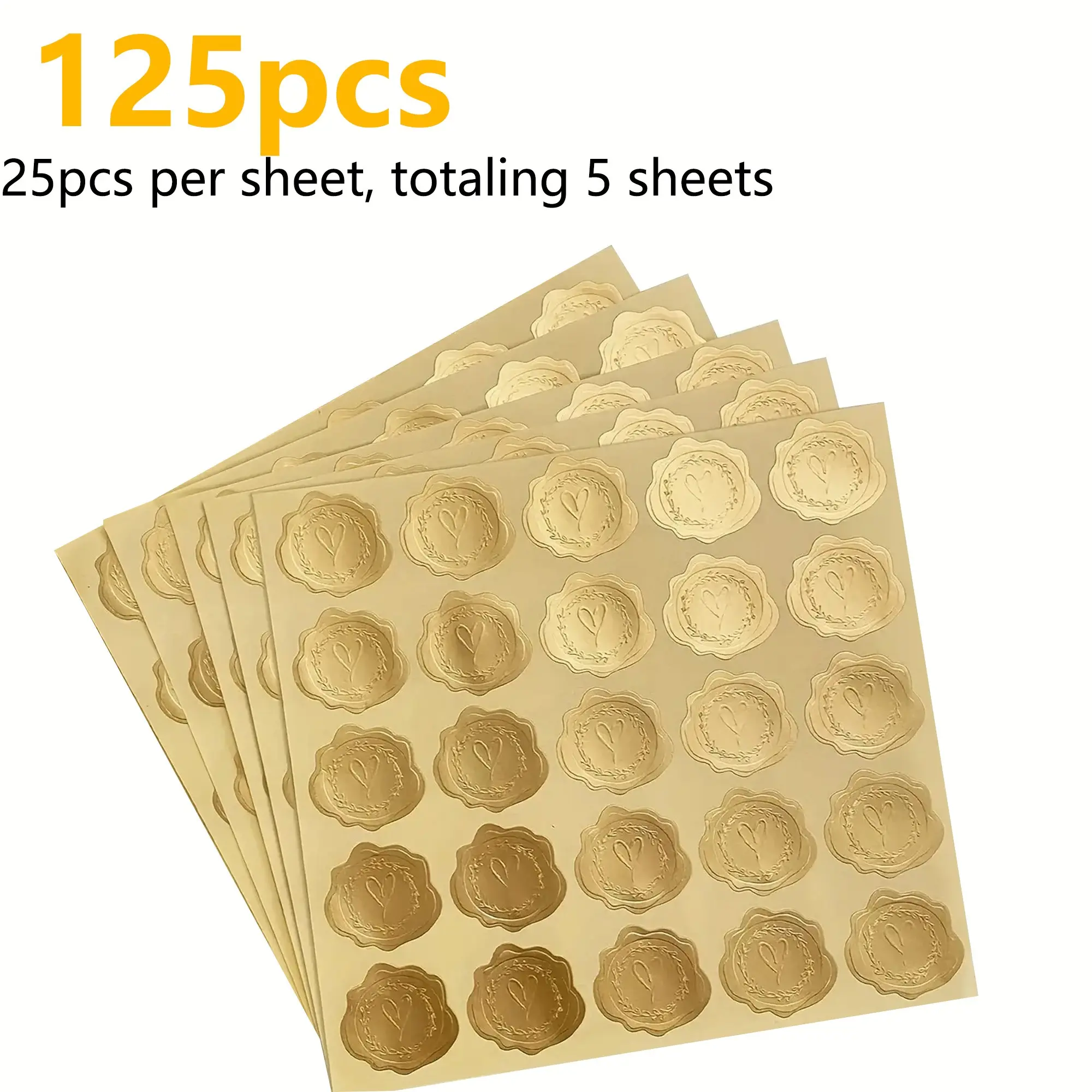 125 Pcs Heart-Shaped Wax Seal Envelopes, Self-Adhesive Design, Ideal for Weddings, Greeting Cards, Party Gifts, Matte Finish