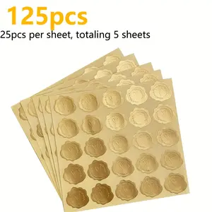 125 Pcs Heart-Shaped Wax Seal Envelopes, Self-Adhesive Design, Ideal for Weddings, Greeting Cards, Party Gifts, Matte Finish