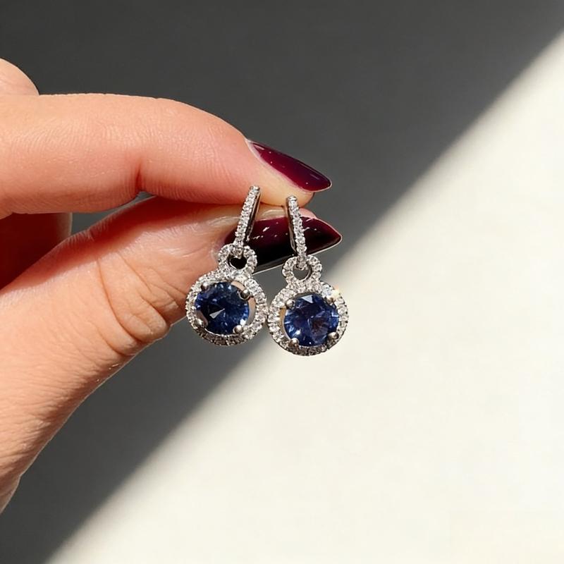Luxury Blue Zircon Long Earrings Fashion Party Women Birthday Gift Earrings Holiday Style Ear Hook Earrings Statement Earrings Ear Clip Hoop Earrings Valentine's Day Gift