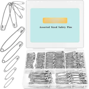 365 count  Safety Pins with Storage Box for Clothes & Sewing | Rust-Resistant Nickel-Plated Steel, 5  Sizes,   Small Large Safety Pins for Craft & Arts, Sliver
