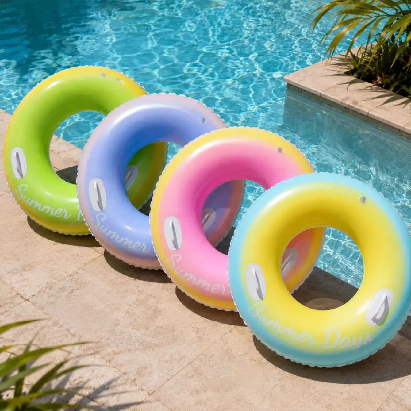 Inflatable Swim Ring with Handles | Gradient Pool Float Tube | Summer Beach Pool Party Essential
