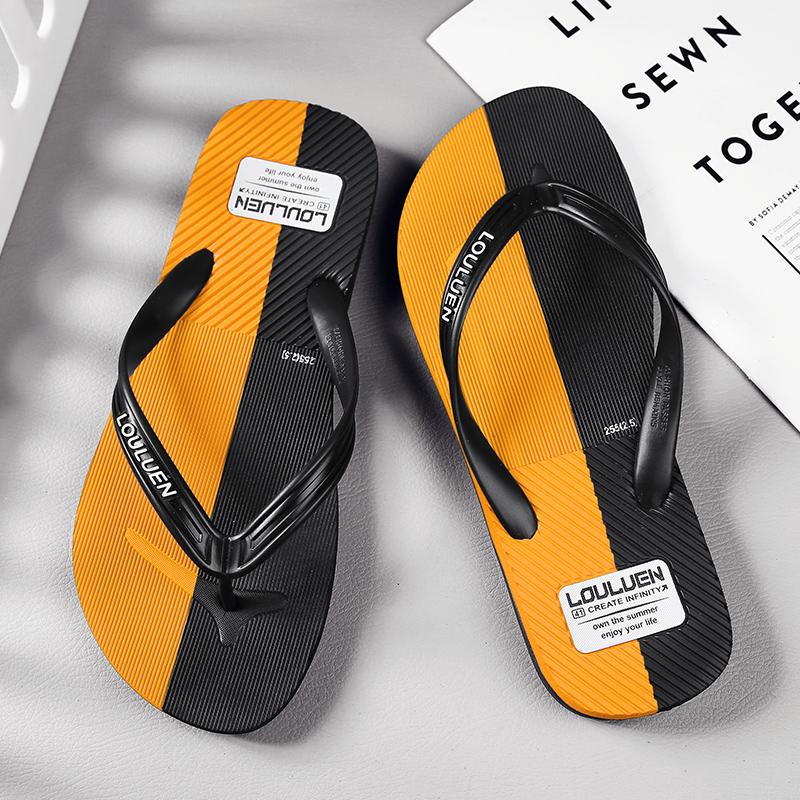 Men's Flip-Flops with Unique Texture, Four-Color Sandals, Comfortable Beach Shoes, Lightweight Slippers for Home, Bathroom, and Beach