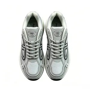 2026 new Grey Colorblock Chunky Running Sneakers | Breathable Mesh Lace-Up Daily Casual Athletic Trainers