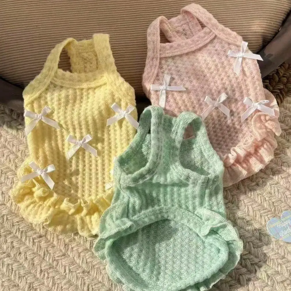 Pet Summer Sleeveless Dress, Cute Breathable Lightweight Bow Princess Dress, Lace Dress for Poodles, Yorkshire Terriers, Bichon Frises, Chihuahuas