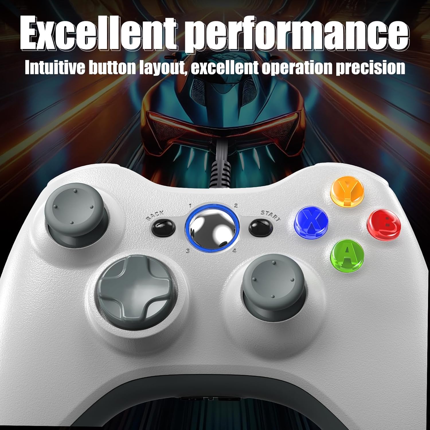 Wired Controller for  360-2 Pack, Compatible with  360/360 S/360 E, with Dual-Vibration, 2.5mm headphone Jack
