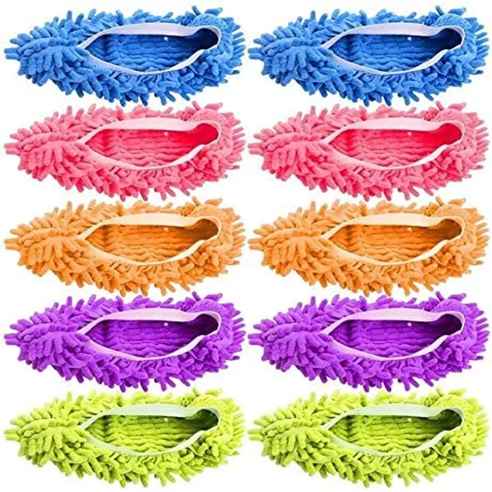 Mop Slippers Shoes 5 Pairs (10 Pieces) - Microfiber Cleaning House |   Mop Slippers Floor Cleaning Tools Shoe Cover Soft Washable Reusable Microfiber Foot Socks Floor Cleaning Tools Shoe Cover