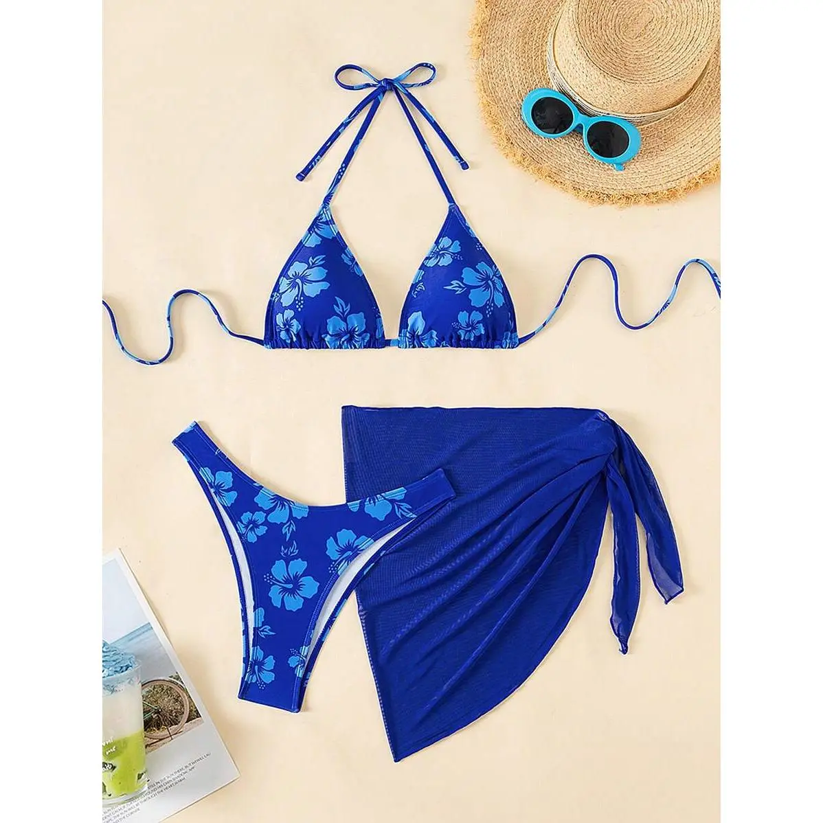 side,swim panty,top,swimsuits,tie,Bohemian,Silk,design,adjustable,wide,shoulder strap,Metallic,Split,Bikini Set with Underwire,3pcs/Set Women Halter Neck Triangle Bra & Brief Bikini Set With Sarong Skirt Beach Vacation,Double,sport,summer,crisscross,grape