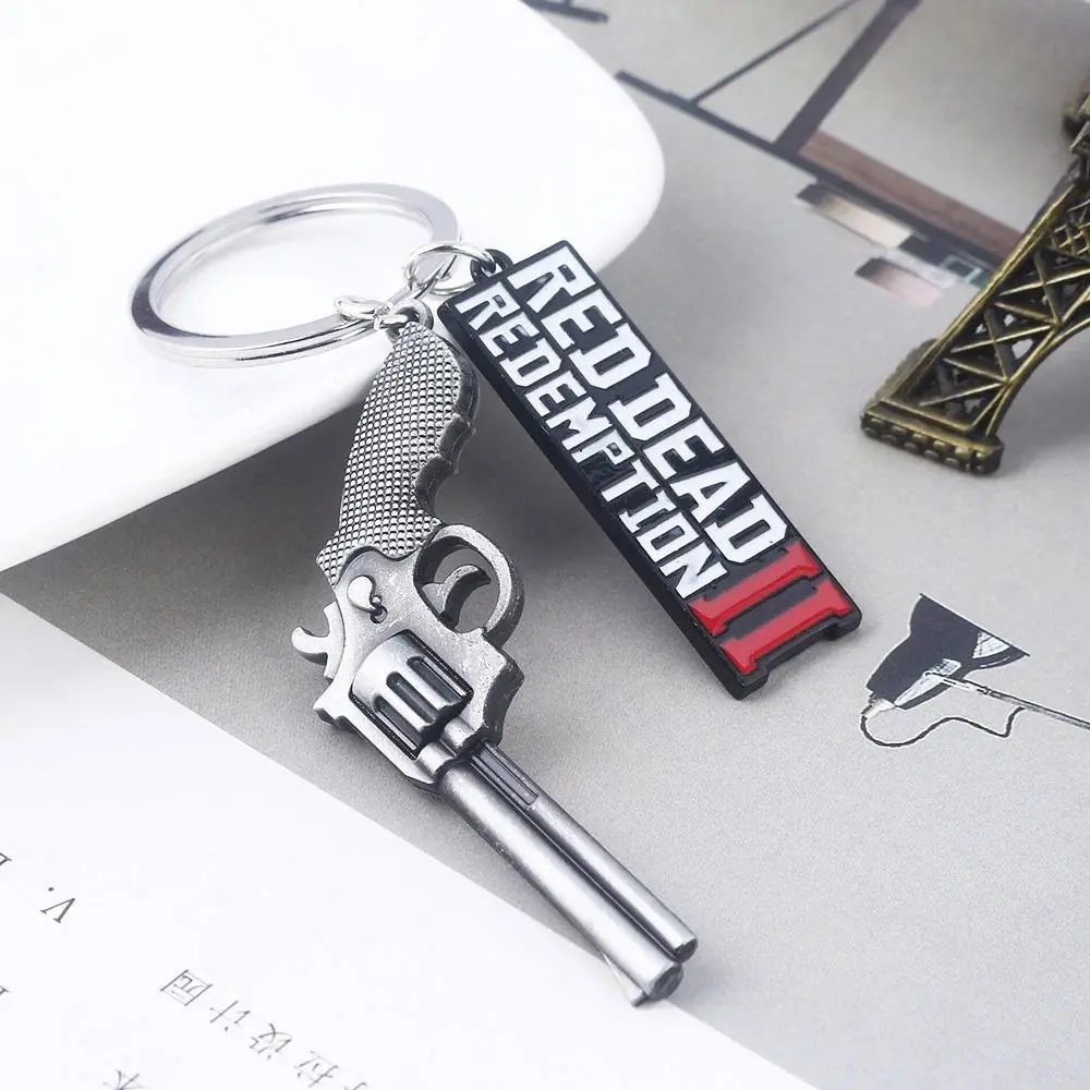 Game RDR2 Arthur Morgan Revolver Model keychain Red Dead Redemption 2 Bag Car Pendant Fans Cosplay Gift For Men Women Jewelry