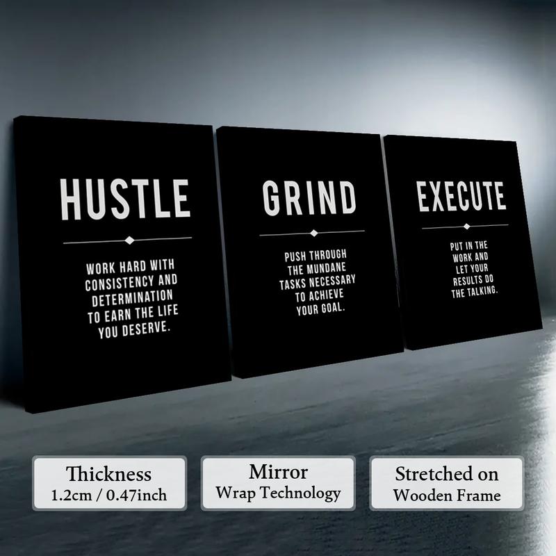 Wooden Framed Canvas Painting, 3 Counts/set Modern Art Inspirational Wall Art, Wall Decor for Home Living Room Bedroom Office