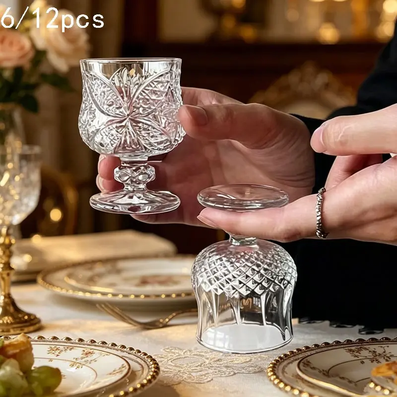 6/12pcs Butterfly Mini Highball Glass Cups, Drinking Glasses Set, Elegant Home Use, Thickened Whiskey Champagne Wine Glasses, Perfect Gift for Friends