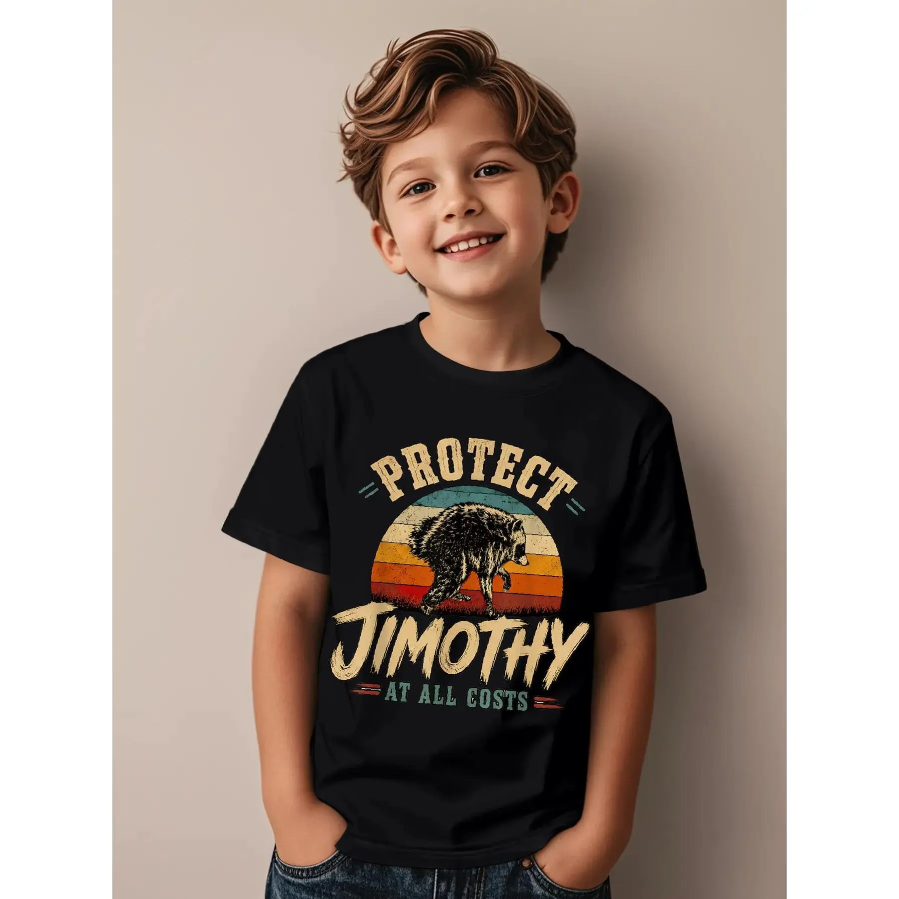 Protect Jimothy At All Costs Funny Jimothy Viral Raccoon Funny Aesthetic Graphic Kid T-Shirt Casual Kid T Shirts Streetwear Tops Tees for Kid