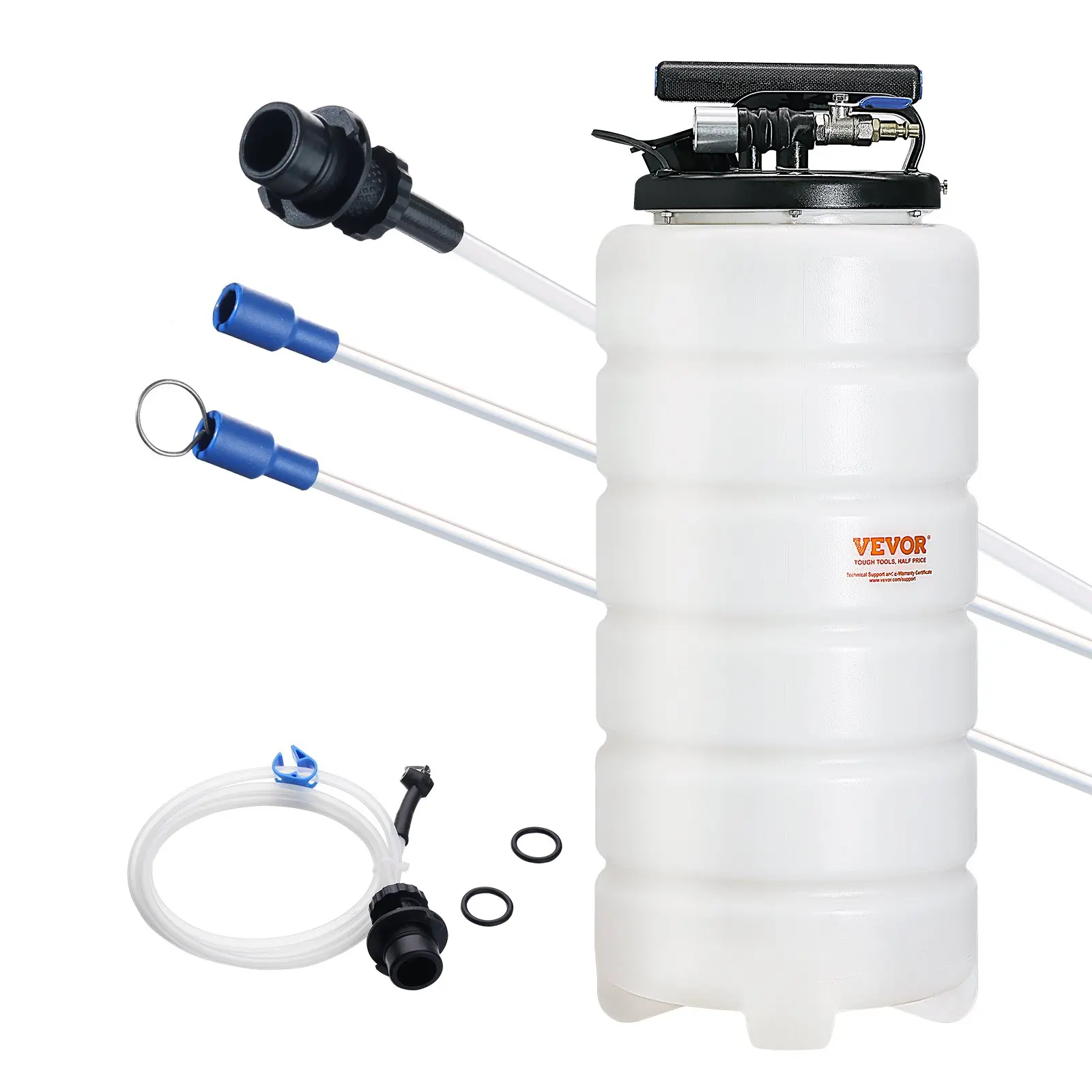 【DealsForYouDays】VEVOR 4-Gal/15L Pneumatic-Manual Vacuum Fluid Extractor with Dipstick, Suction Hose, Convenient Pull Rod, Easy to Install and Use for Automotive Fluid Freedom Evacuation