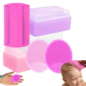 Gentle Cradle Cap Brush and Comb Set for Babies, Safe Baby Cradle Cap Treatment Scalp Scrubber, Soft Baby Bath Sponge, Newborn Infant Toddler Head Care Grooming Kit