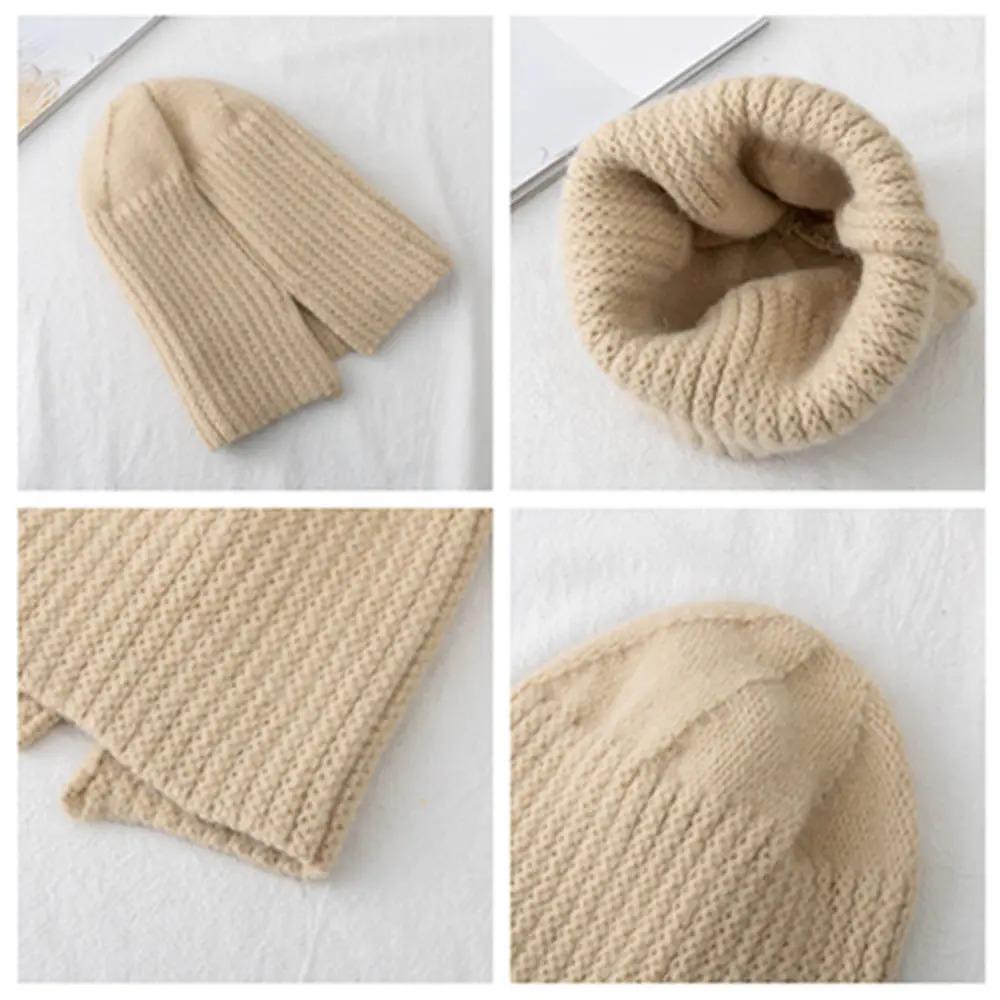 Hot Sale Women Hat Kpop Style Autumn /Winter Hat Soft Beanie Hats For Women Leisure Back Split Teens Ponytail Knitted Cap