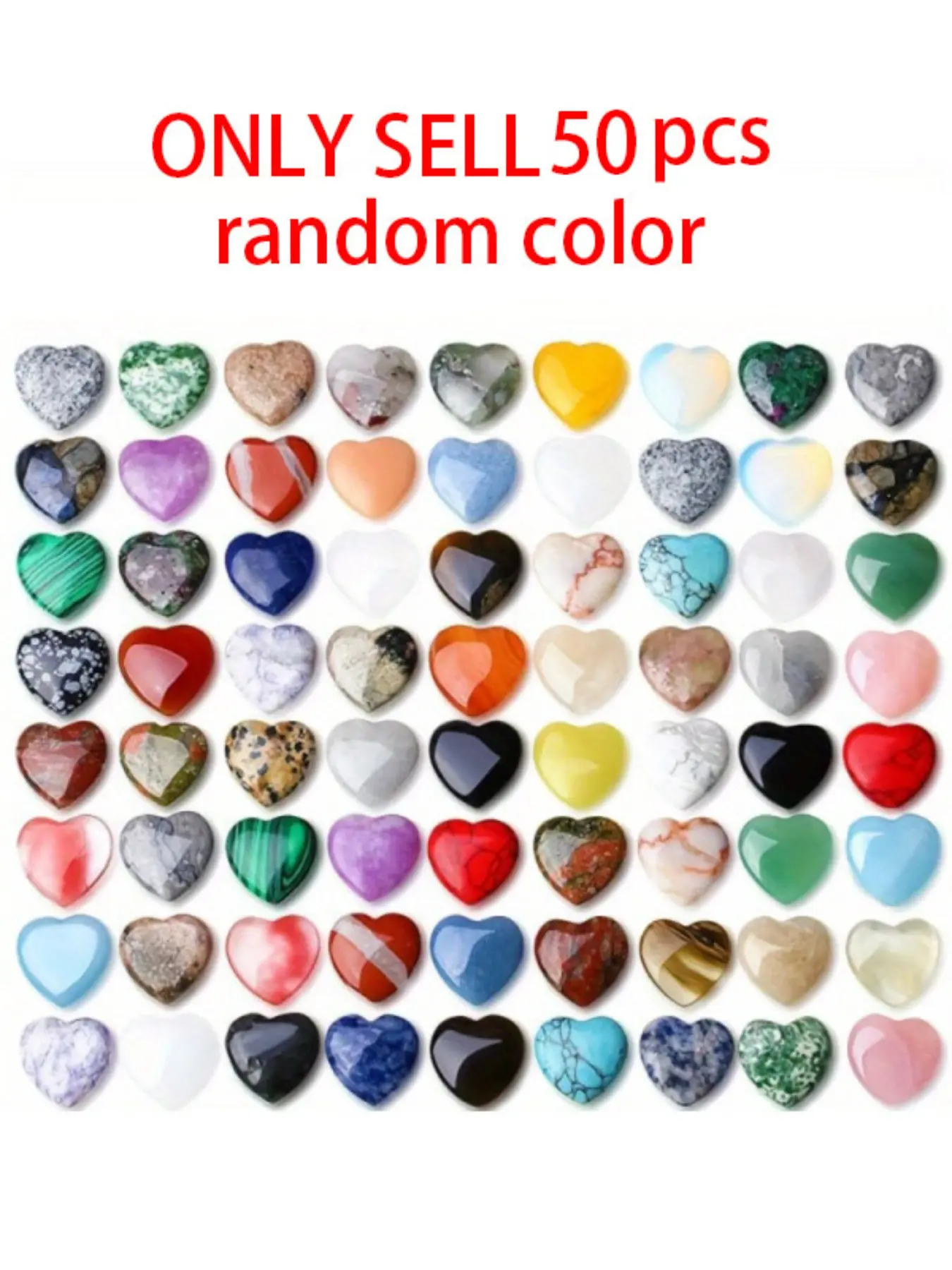 50pcs Mixed Natural Peach Heart Decorations, Crystal Heart Shape Stone Ornaments, DIY Accessories, Random Colors, Home Decoration Items