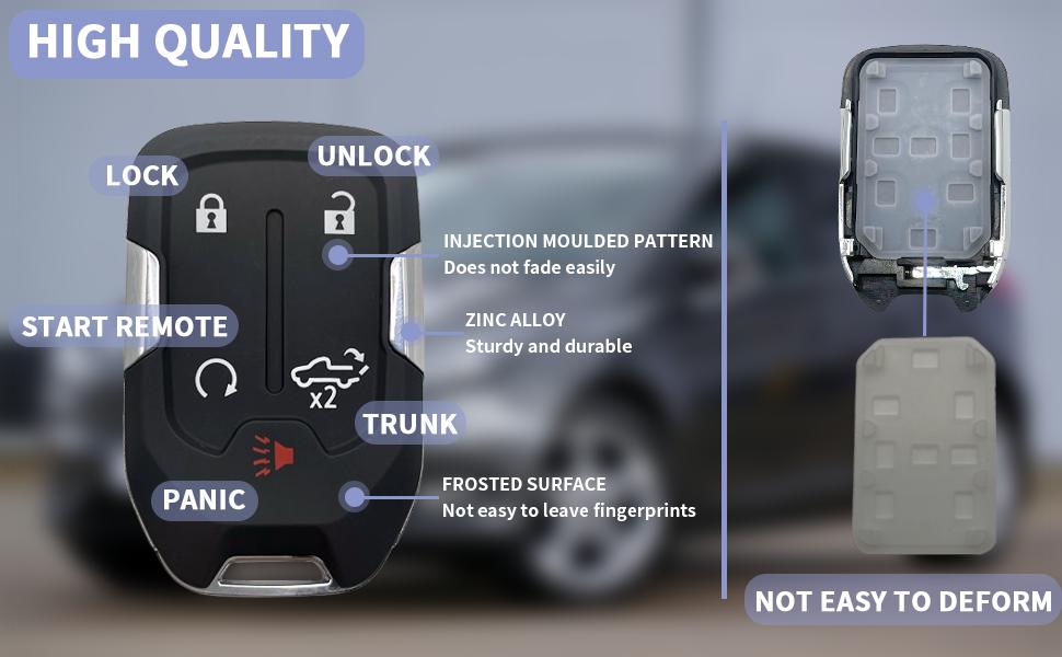 Key Fob Case Replacement for Chevy Silverado & GMC Sierra 2019–2022 – 5 Button Smart Key Cover, Easy Install