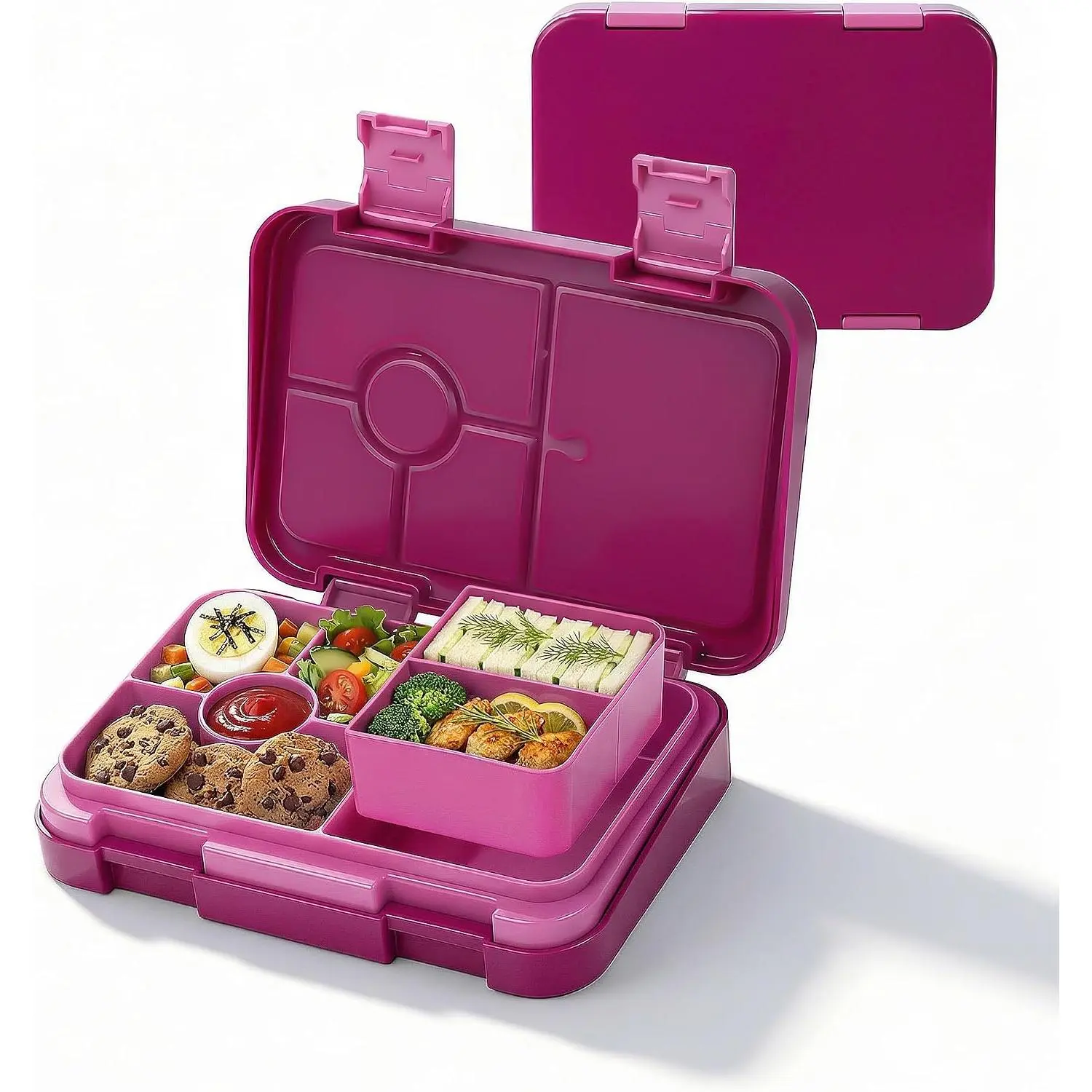 Bento Lunch Box for , 5/6 Compartments, Rose Red | Dishwasher Safe  to School Snack Bento Lunch Containers Boxes, Ideal Portion Sizes for -the-Go Meal, Ages 3+, School