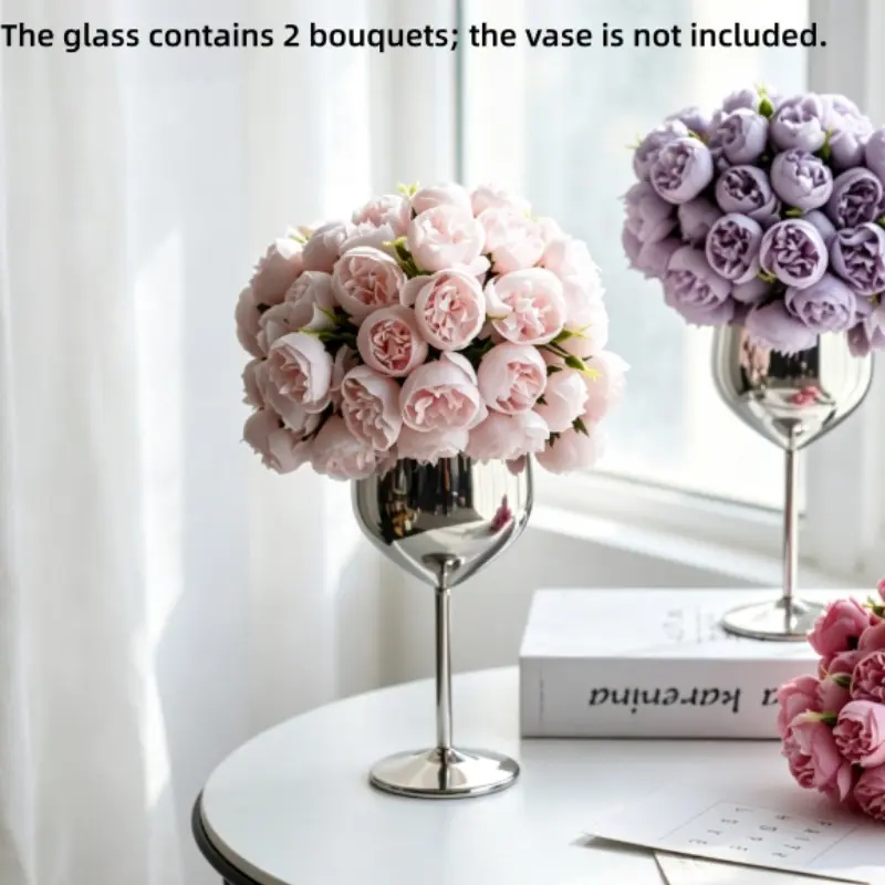 Single-bundle pack of 27 artificial lotus-style tea roses—wedding bouquets, indoor decor, home accents, and decorative items—artificial flowers