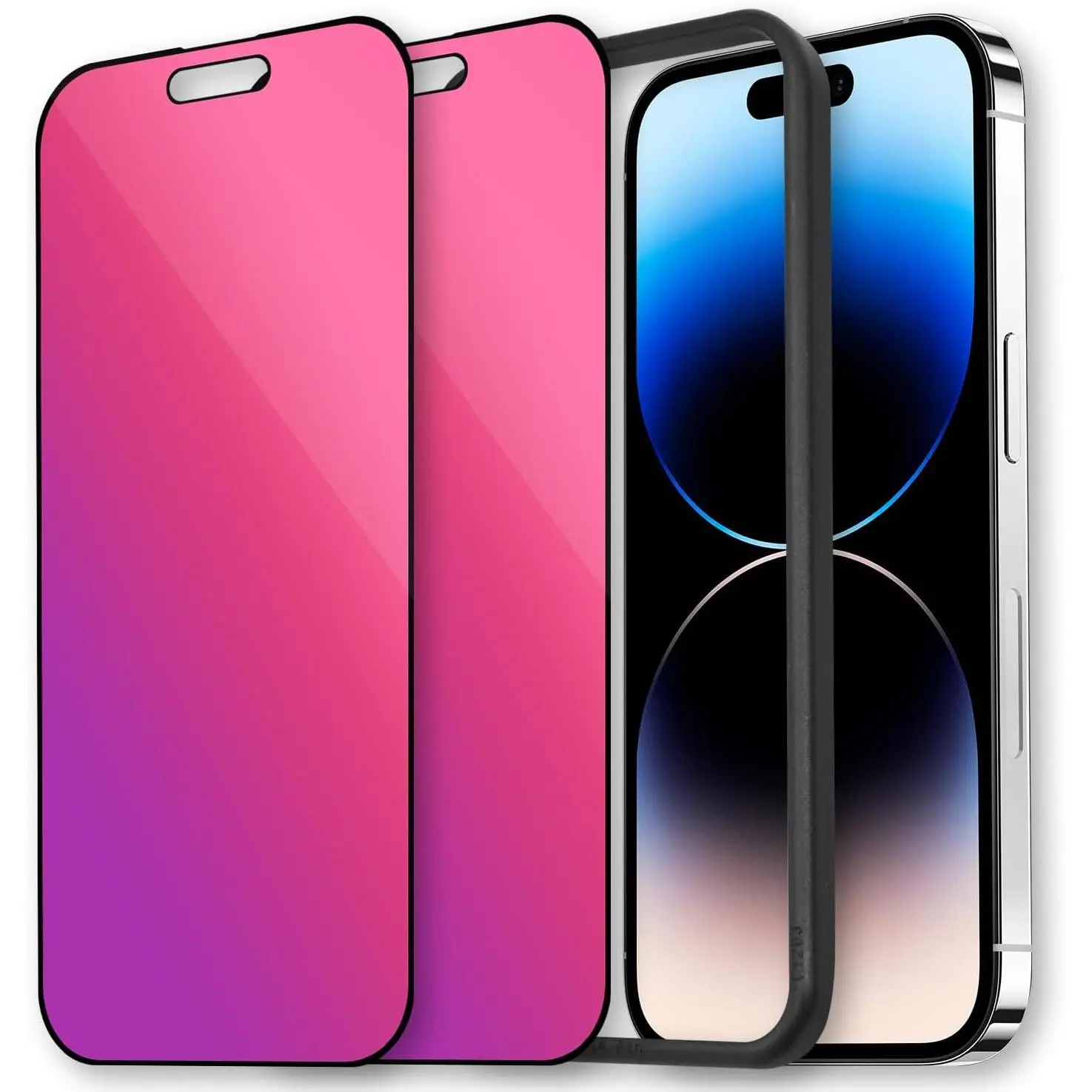 2 count Dazzling Gradient Colorful Anti-Spy Tempered Glass Screen Protector, Electroplated Anti-Blue Light, Anti-scratch  Protection