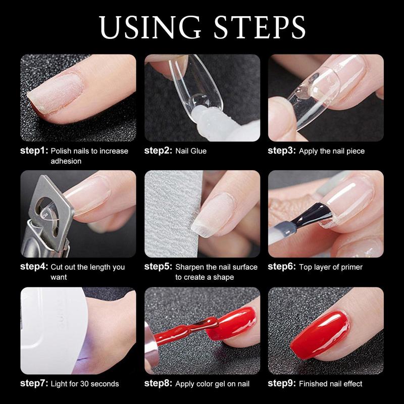 Almond Fake Nail Tips, 600pcs/box Clear False Nail Tips for Christmas Gift, Full Cover Soft Gel Artificial Fingernails for Nails Extension, Acrylic Nail Extensions, Acrylic nails extension Press on Nails for DIY Salon