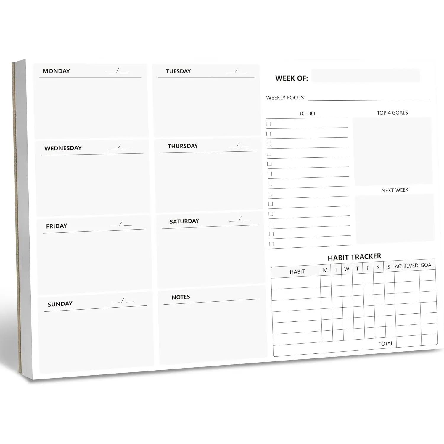 90-Sheet Weekly Planner Pad with Daily Checklists, Schedule Track, Top Priorities, To-Do Lists & Habit Trackers for School/Office Use