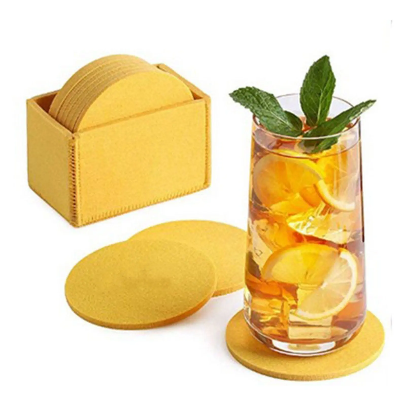 10pcs felt material coasters, placemats, water-absorbent anti-skid insulation